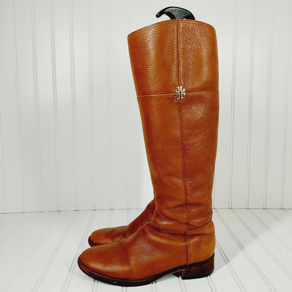 Tory Burch Jolie Leather Rustic Brown Knee High Riding Boots H715